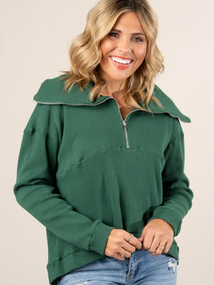 Chasity Thermal Half Zip Hi-Lo Pullover