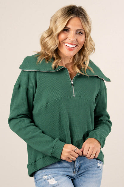 Chasity Thermal Half Zip Hi-Lo Pullover
