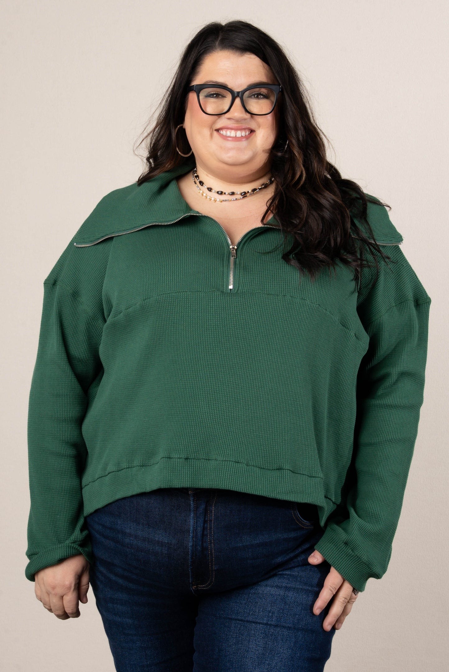 Chasity Thermal Half Zip Hi-Lo Pullover