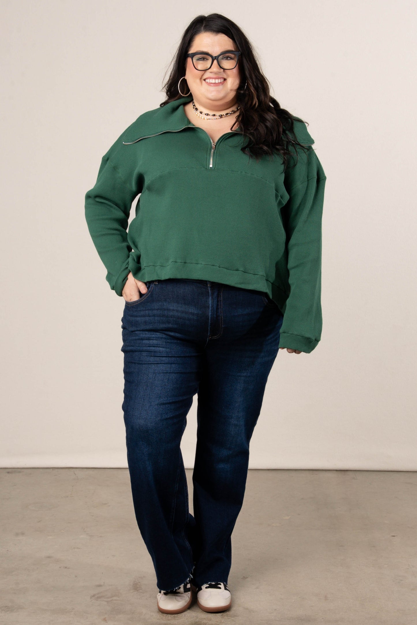 Chasity Thermal Half Zip Hi-Lo Pullover