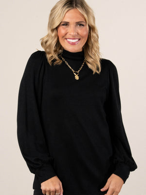 Carla Pleat Shoulder Mock Neck Top