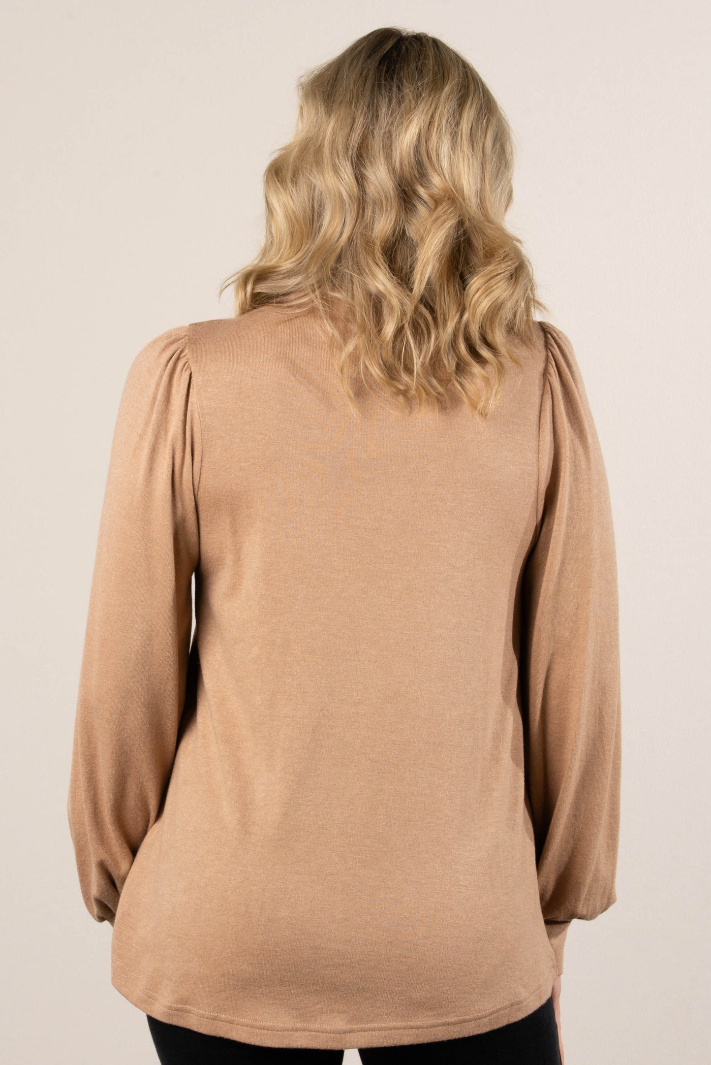 Carla Pleat Shoulder Mock Neck Top