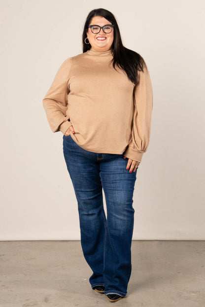 Carla Pleat Shoulder Mock Neck Top
