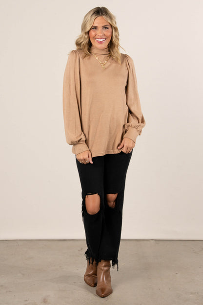 Carla Pleat Shoulder Mock Neck Top