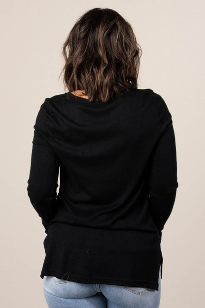 Jenine Wide Neck Thumbhole Cuff Top