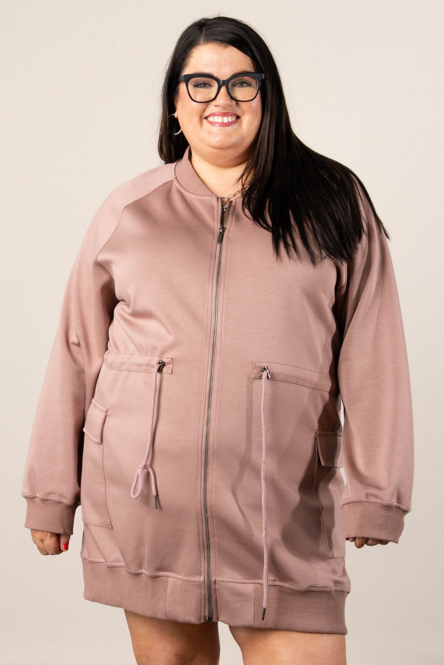 Patrice Bungee Waist Zip-Up Tunic Dress