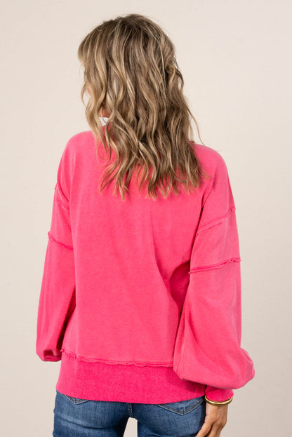 Dori Washed Raw Seamed Henley Pullover