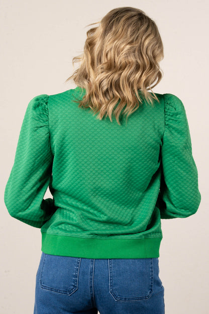 Darla Embossed Puff Shoulder Top