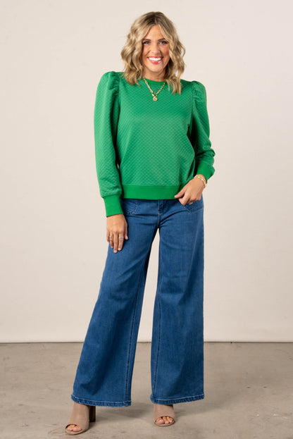 Darla Embossed Puff Shoulder Top