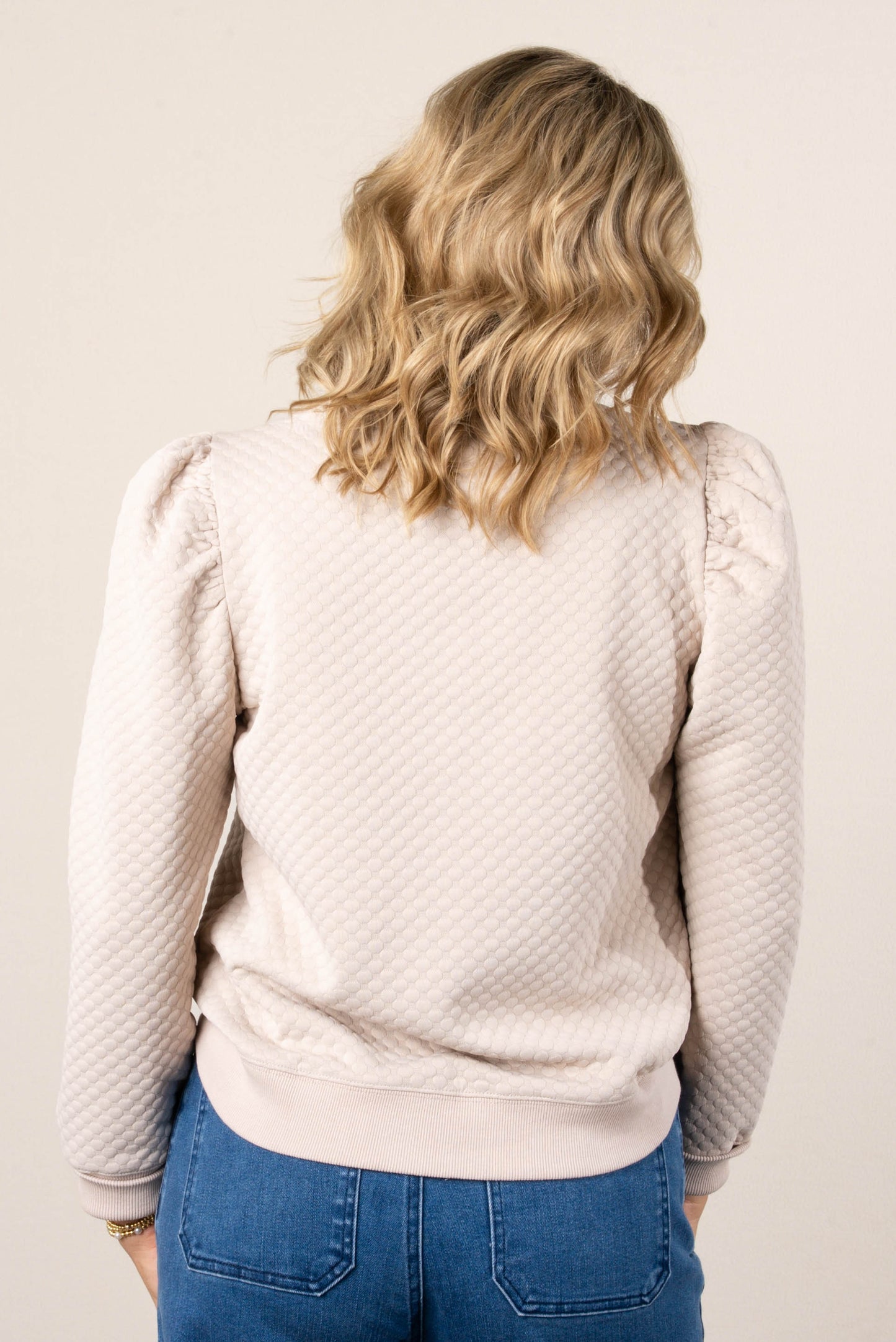 Darla Embossed Puff Shoulder Top