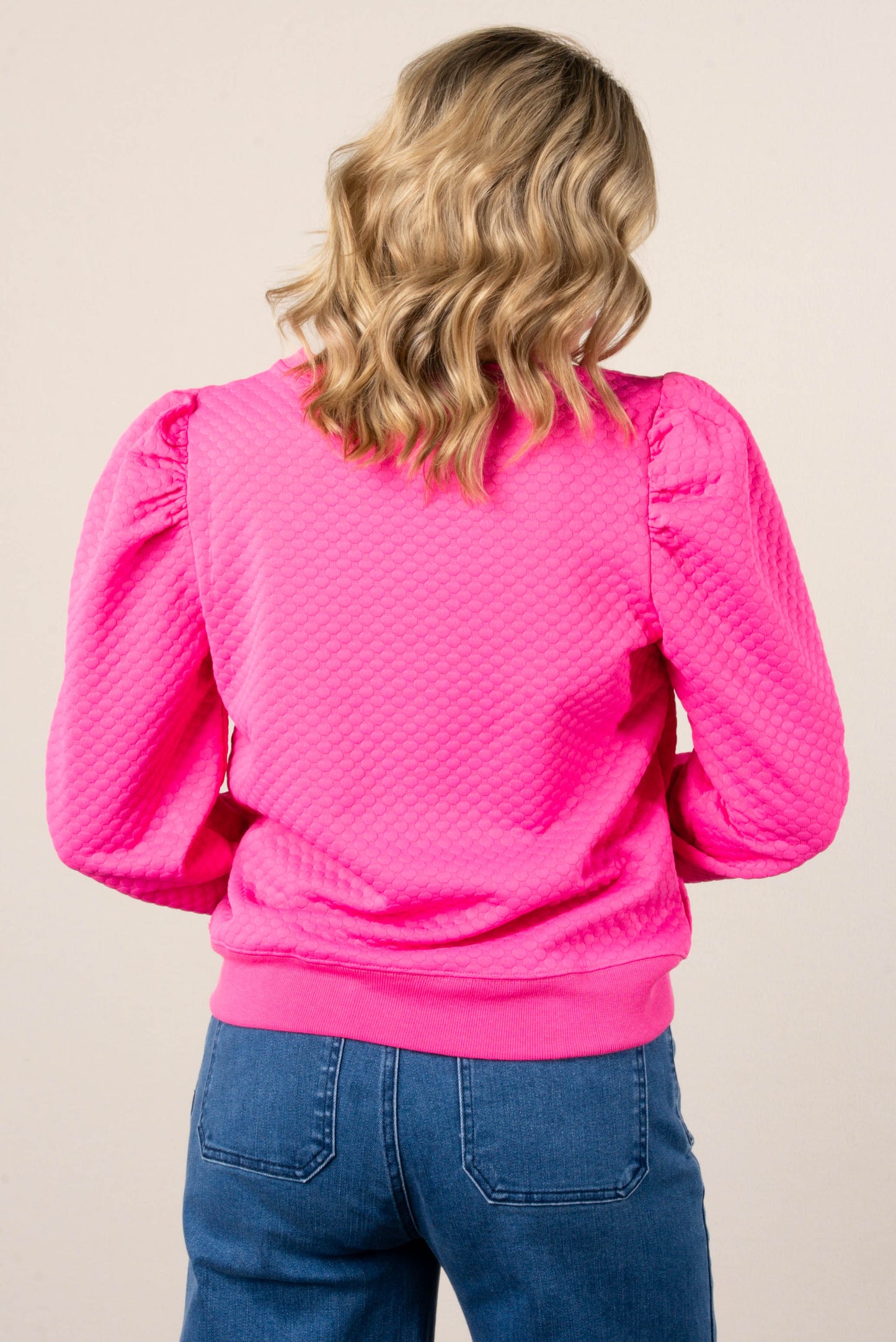 Darla Embossed Puff Shoulder Top