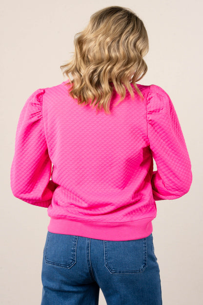 Darla Embossed Puff Shoulder Top