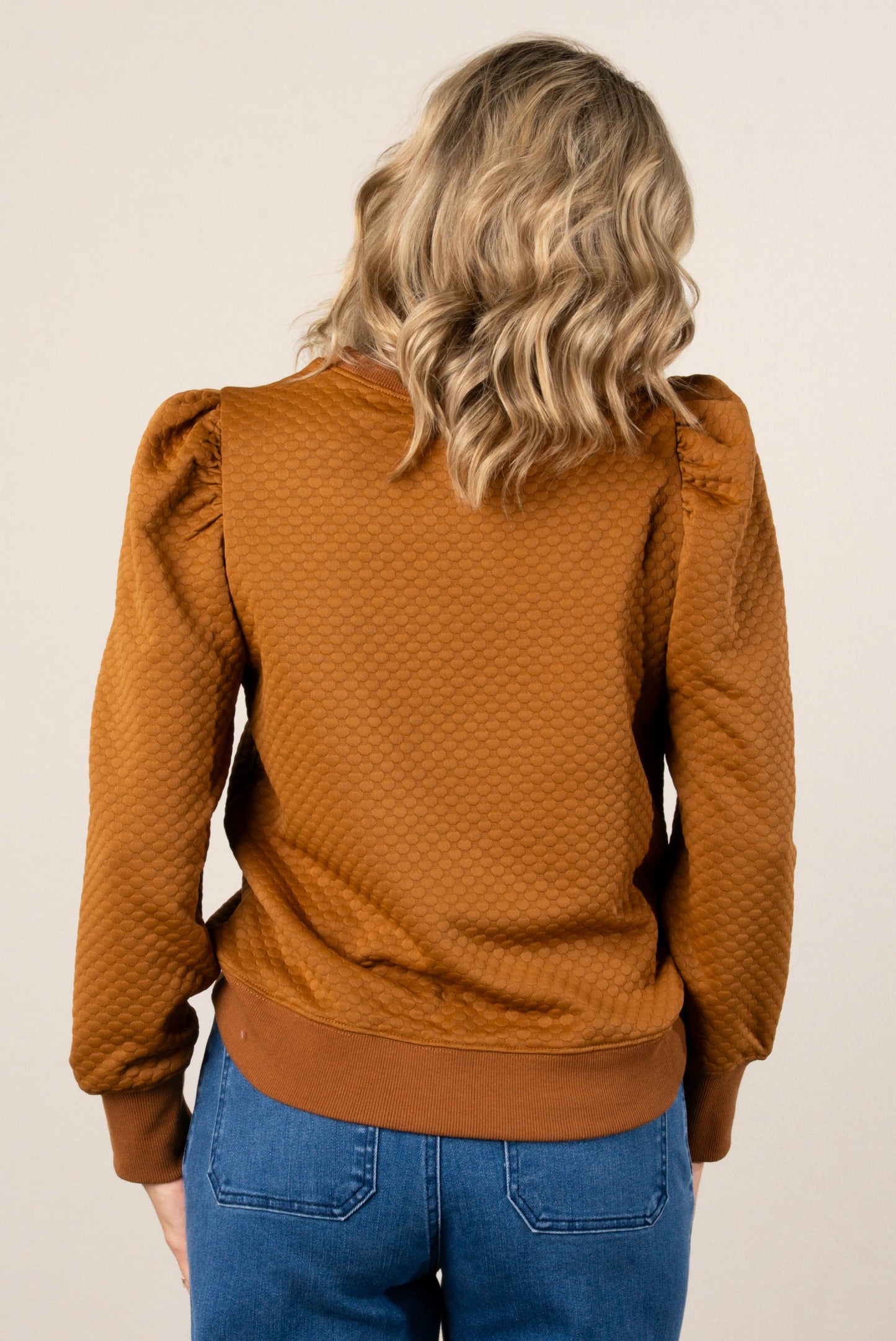 Darla Embossed Puff Shoulder Top