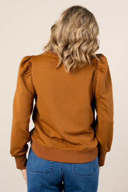 Darla Embossed Puff Shoulder Top