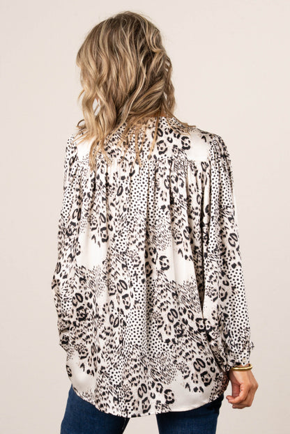 Marsha Leopard Draped Sleeve Blouse