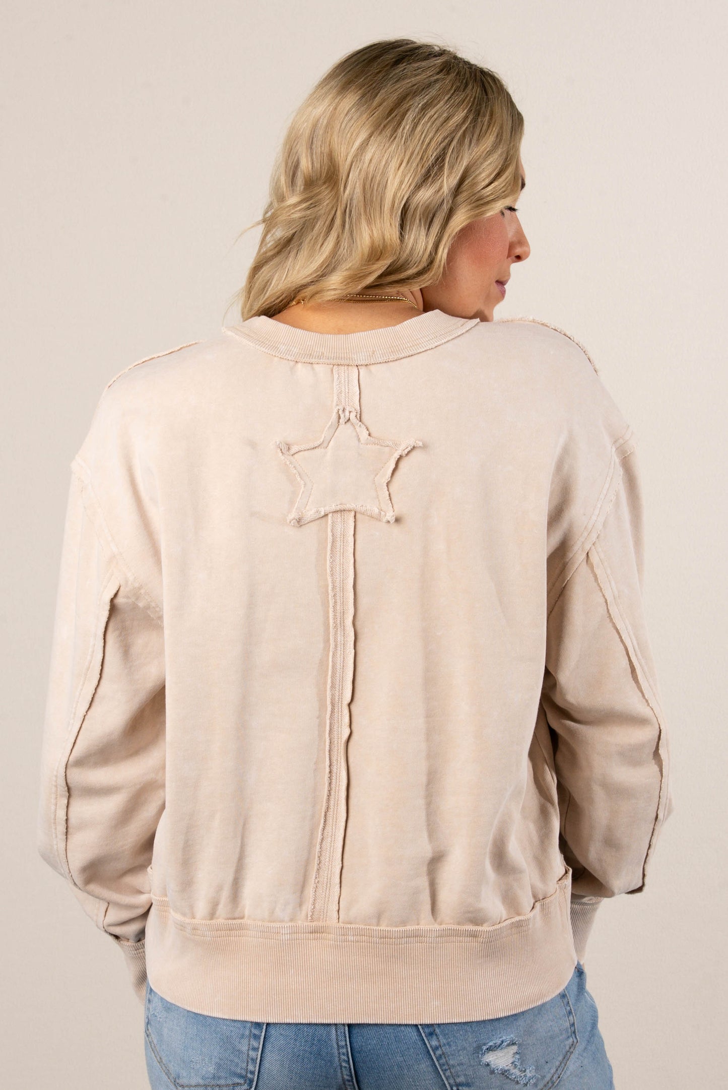 Marissa Washed Exposed Seam Pullover