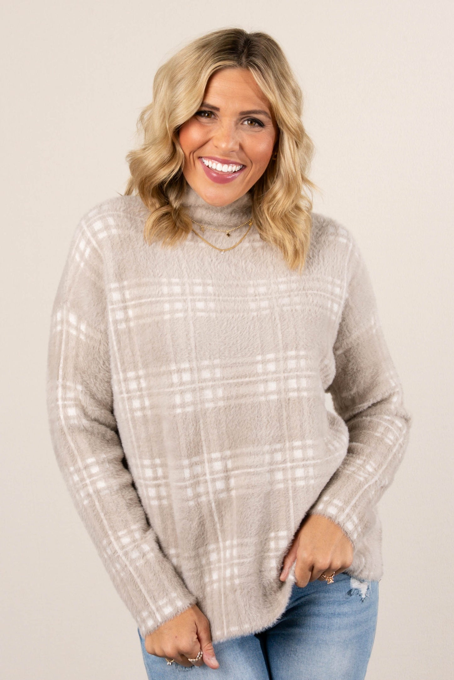 Paulette Striped Mock Neck Sweater