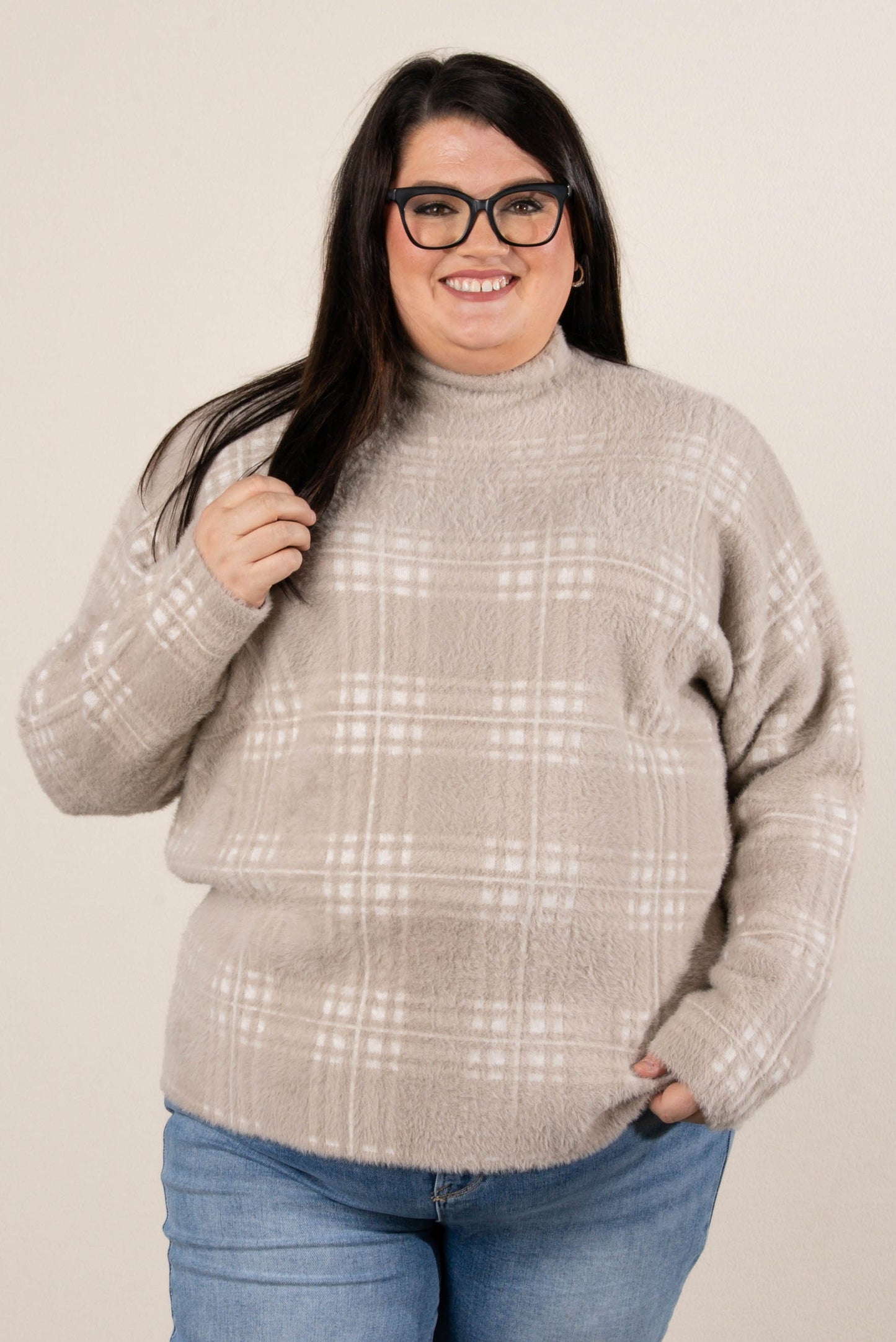 Paulette Striped Mock Neck Sweater