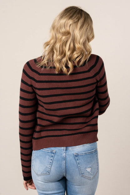 Alicia Striped Button Up Sweater Cardigan