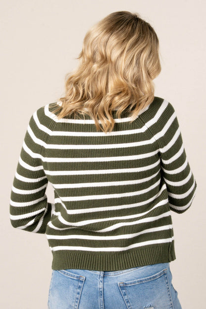 Alicia Striped Button Up Sweater Cardigan