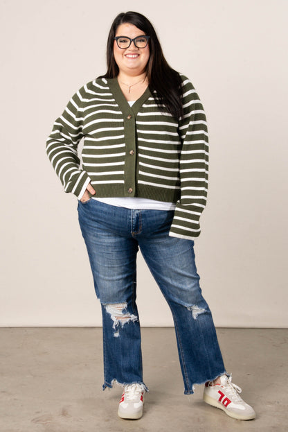 Alicia Striped Button Up Sweater Cardigan