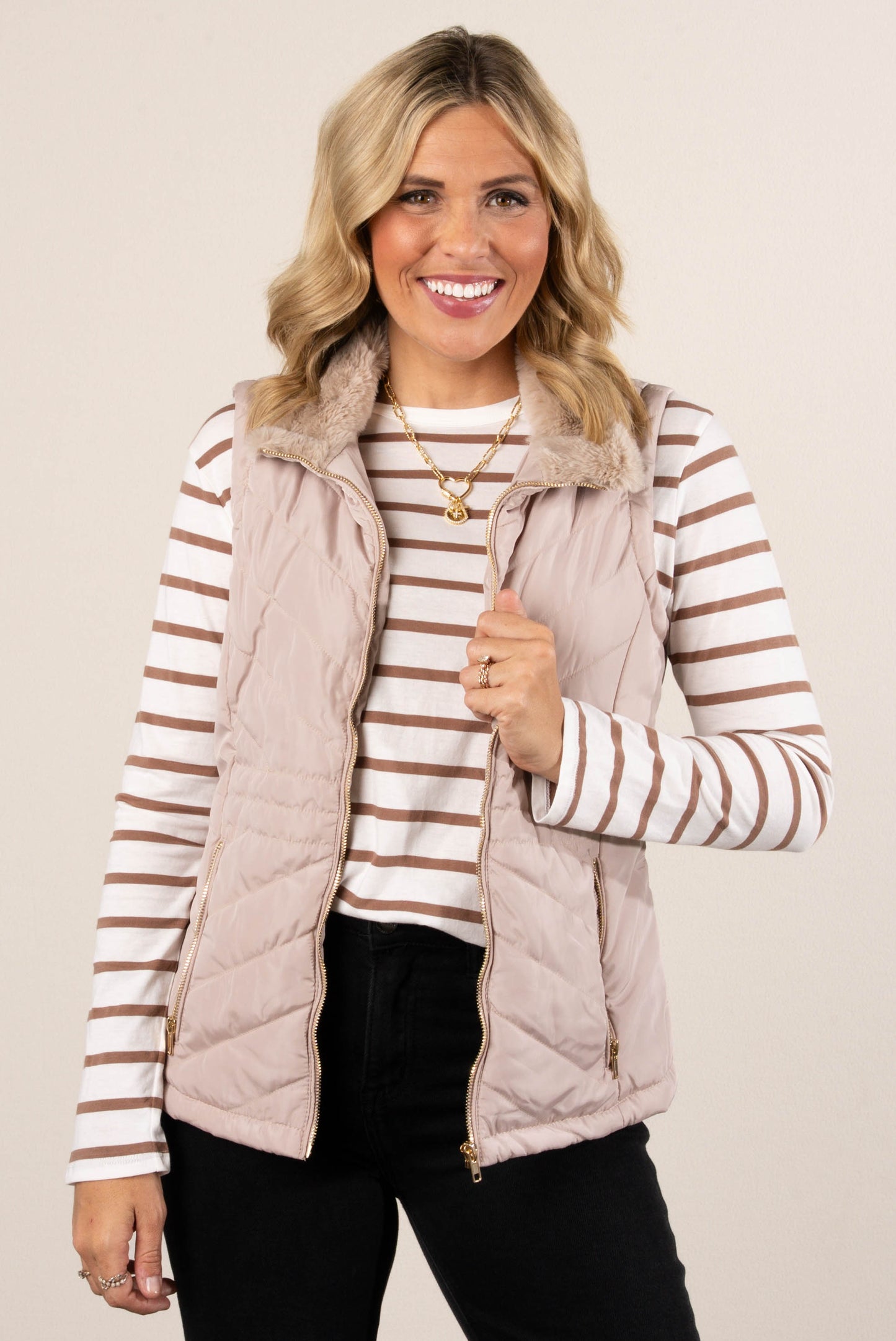 Selena Quilted Zip Front Vest