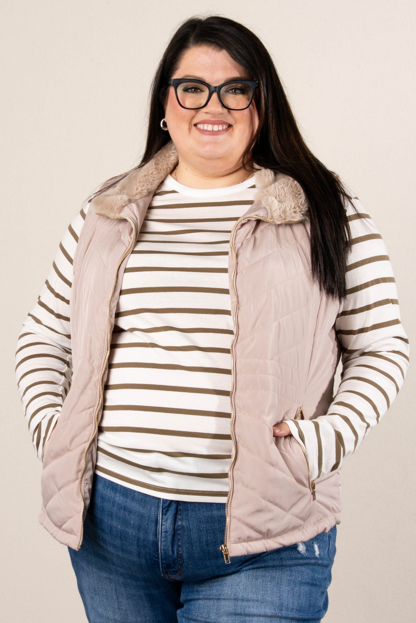 Selena Quilted Zip Front Vest