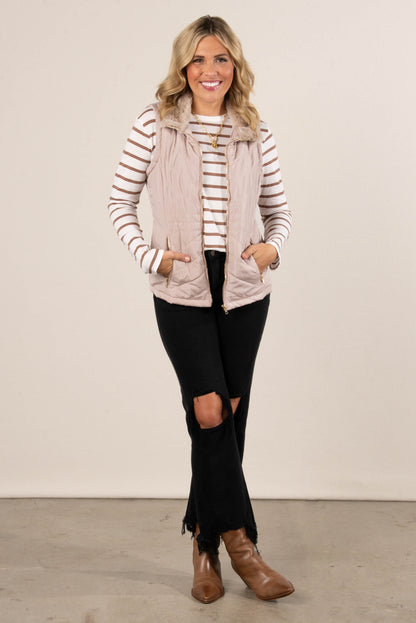 Selena Quilted Zip Front Vest