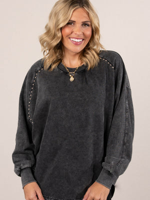 Renegade Washed Studded Hi-Lo Top