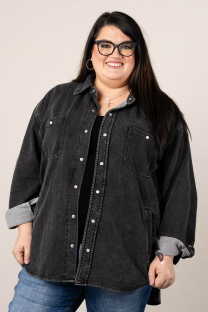 The Heritage Washed Snap Up Denim Shacket