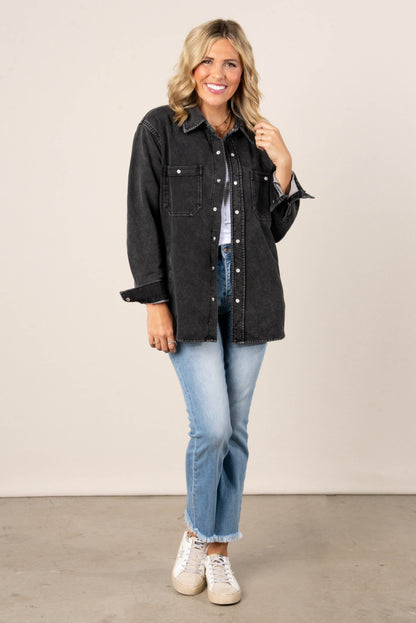 The Heritage Washed Snap Up Denim Shacket