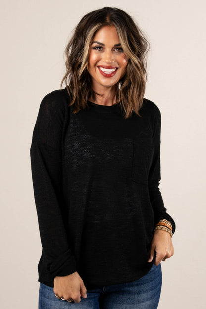 Lianna Hacci Knit Pocket Top
