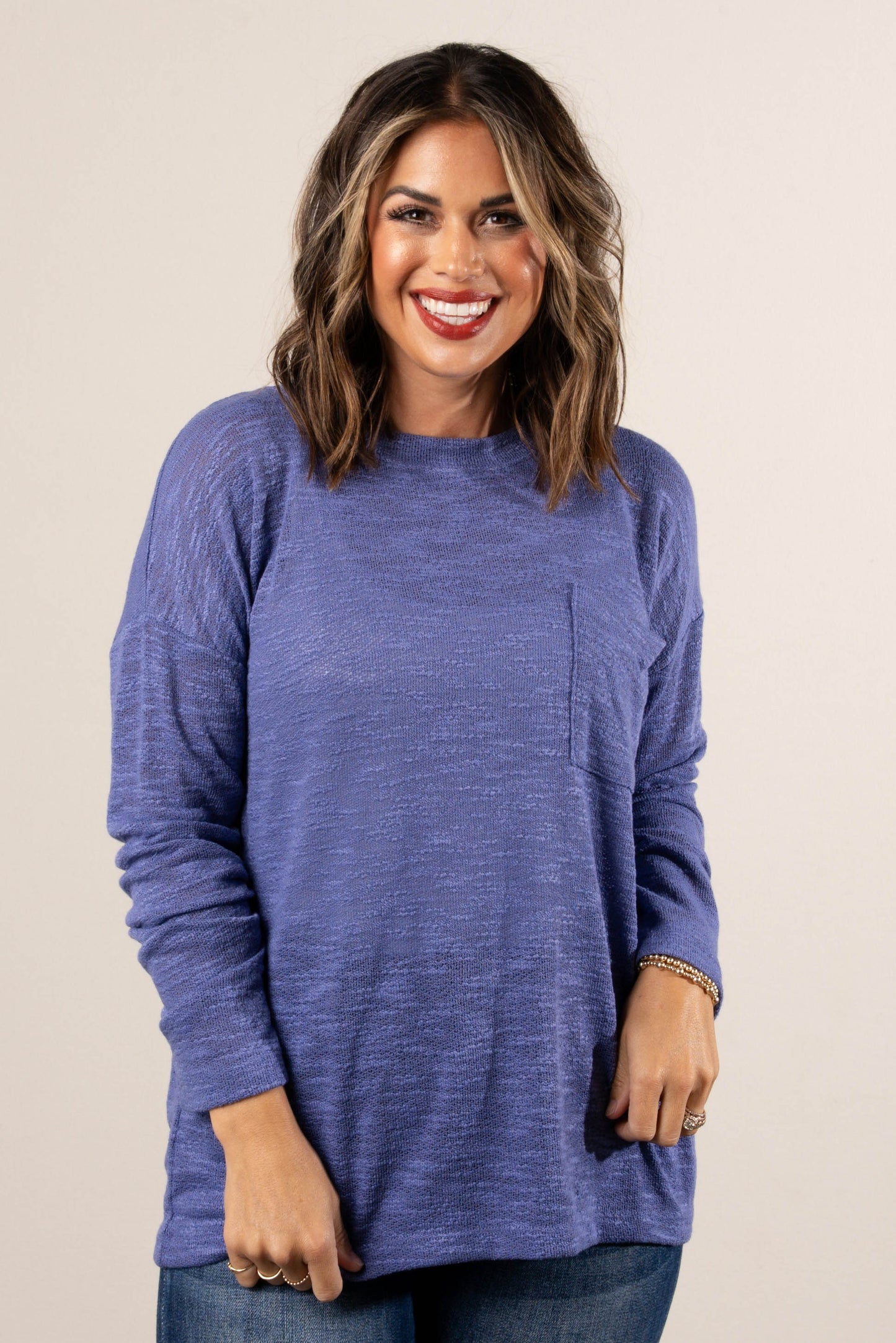 Lianna Hacci Knit Pocket Top