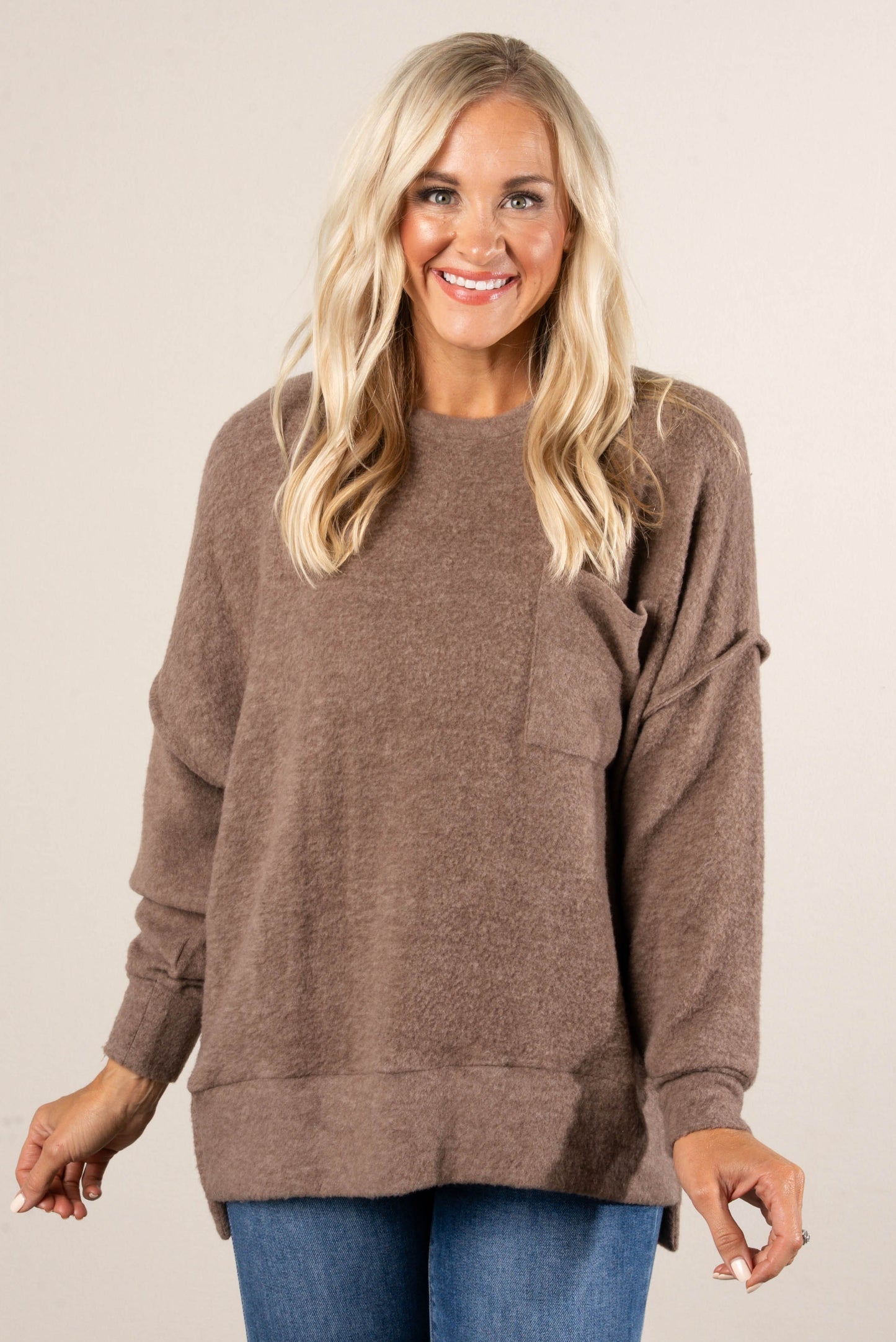 Tilly Brushed Melange Pocket Tunic Sweater