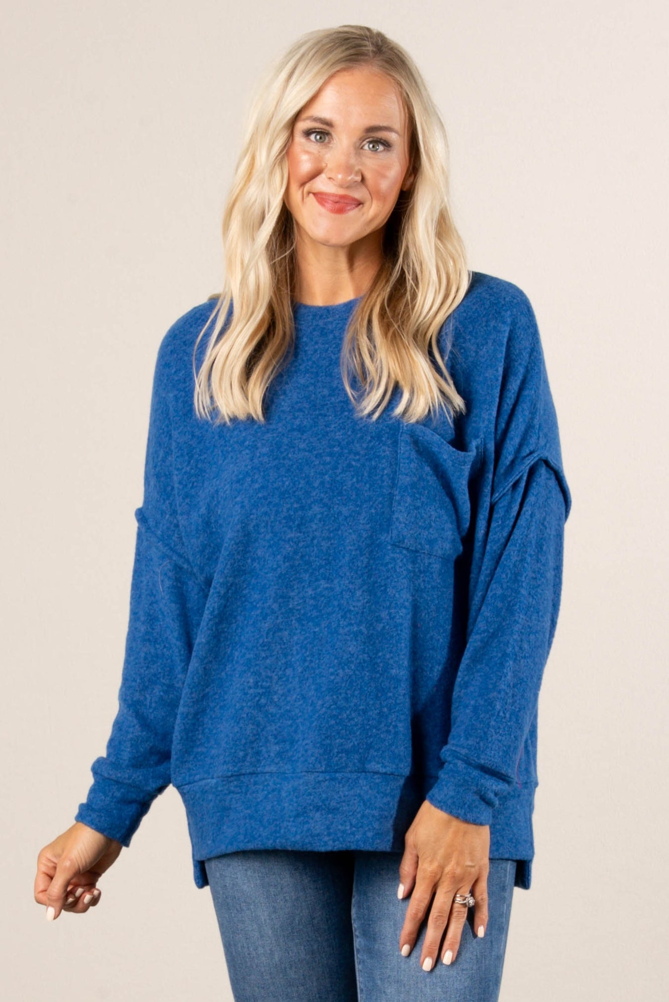 Tilly Brushed Melange Pocket Tunic Sweater