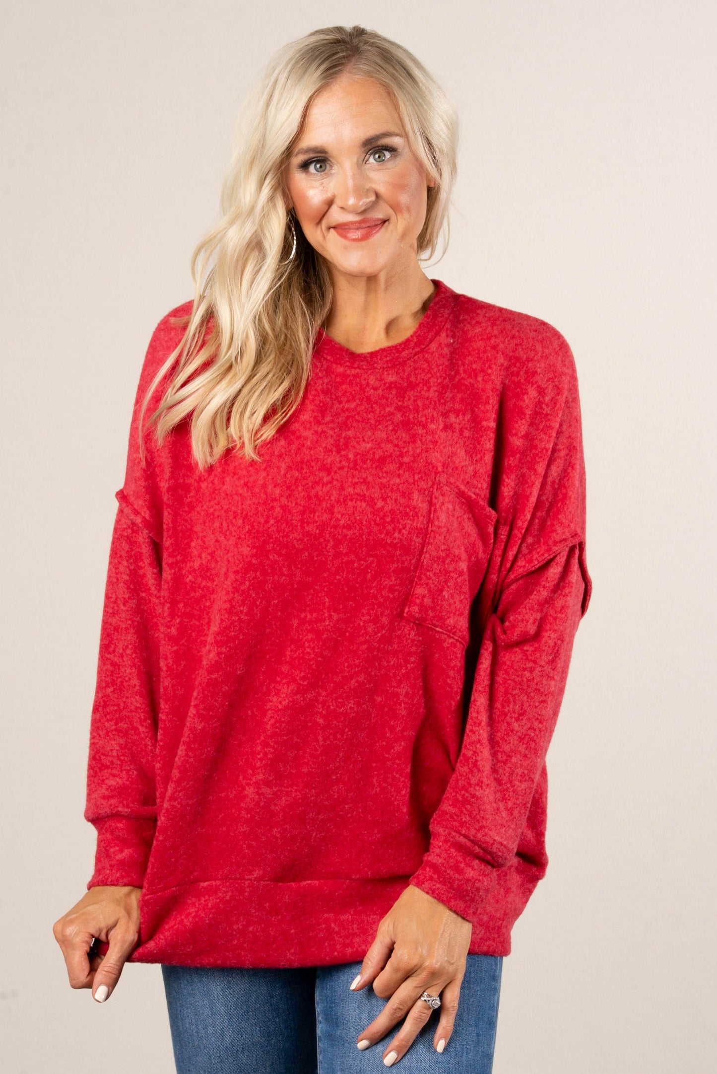 Tilly Brushed Melange Pocket Tunic Sweater