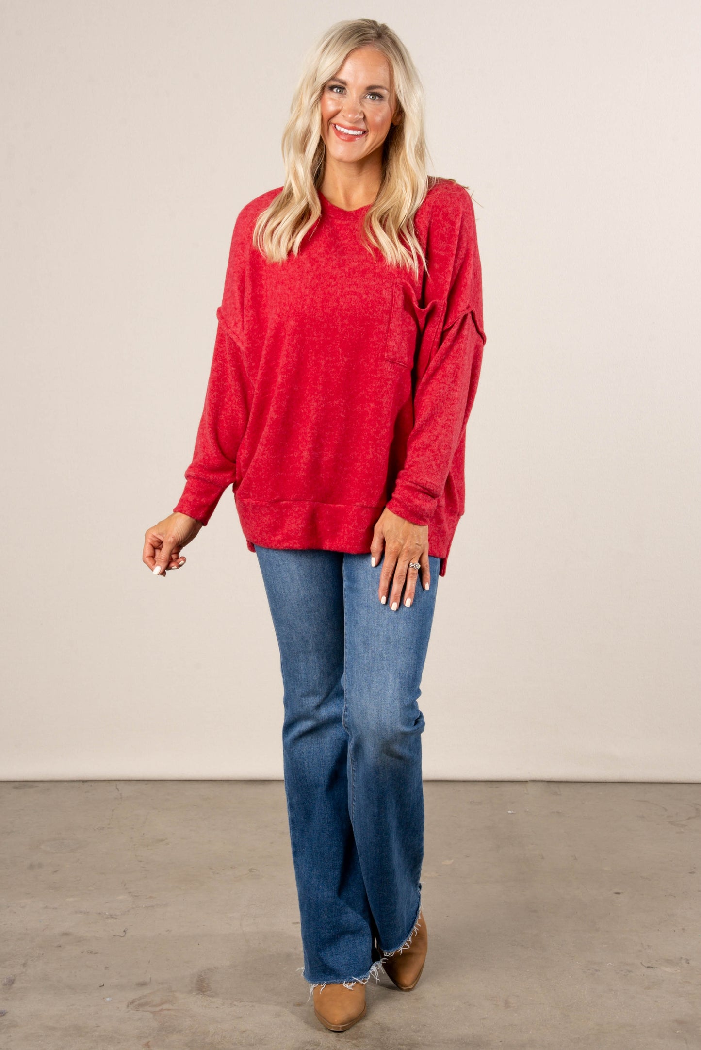 Tilly Brushed Melange Pocket Tunic Sweater