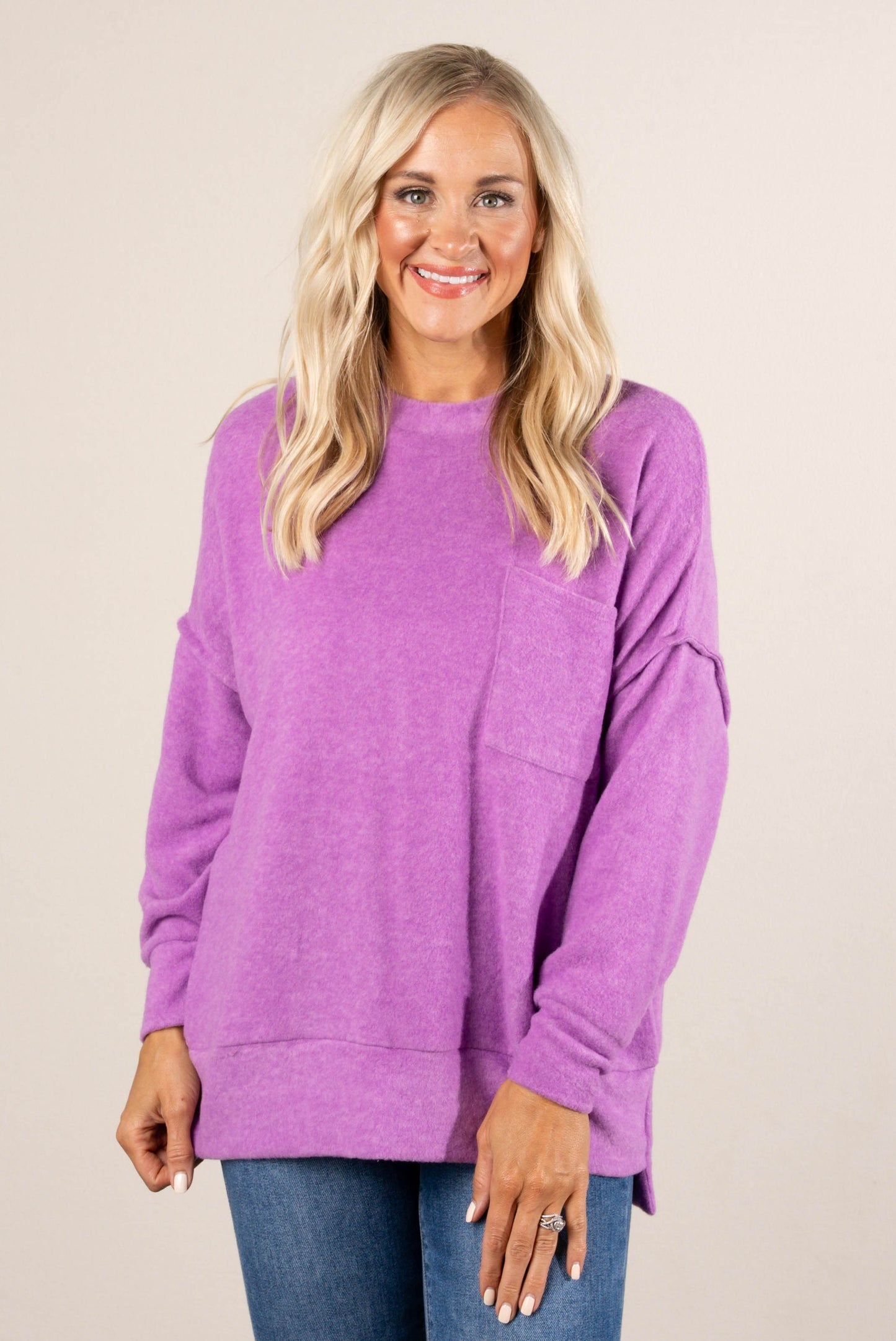 Tilly Brushed Melange Pocket Tunic Sweater