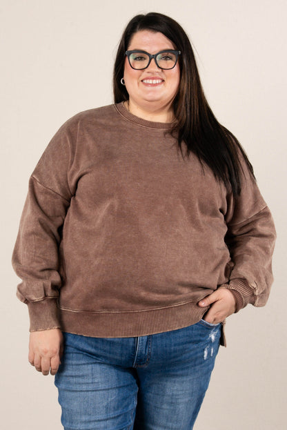 Autumn Days Acid Washed Hi-Lo Pullover