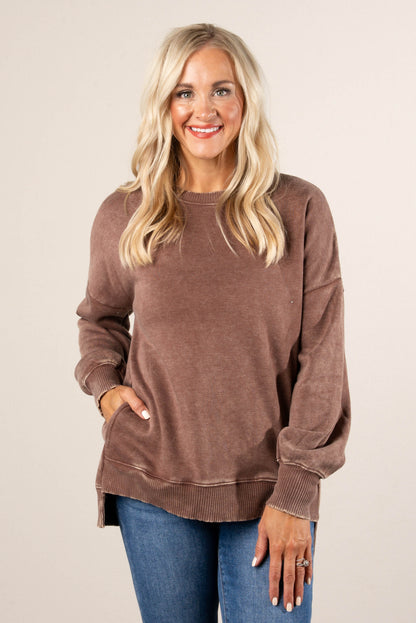 Autumn Days Acid Washed Hi-Lo Pullover