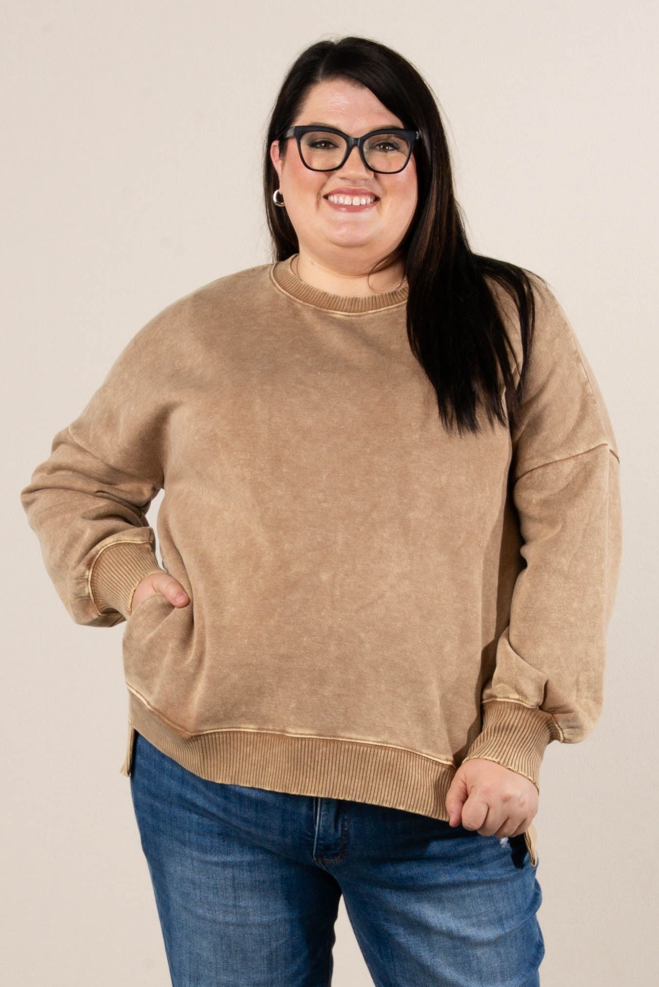 Autumn Days Acid Washed Hi-Lo Pullover