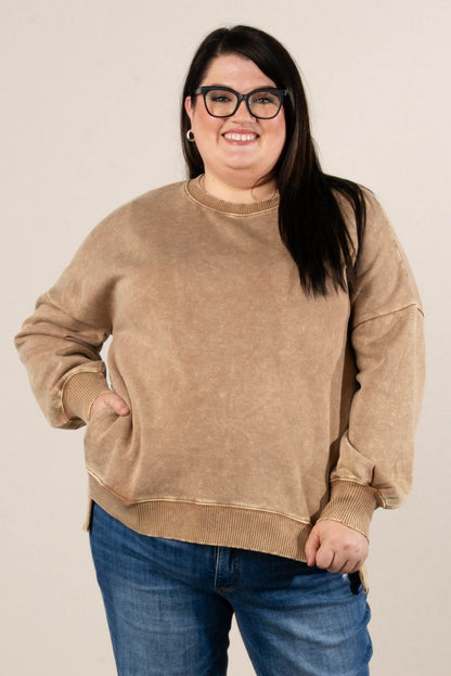 Autumn Days Acid Washed Hi-Lo Pullover