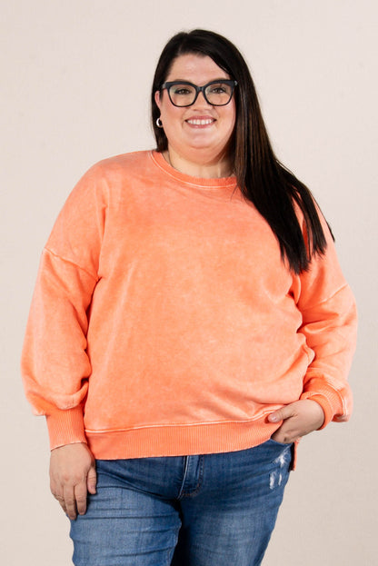 Autumn Days Acid Washed Hi-Lo Pullover