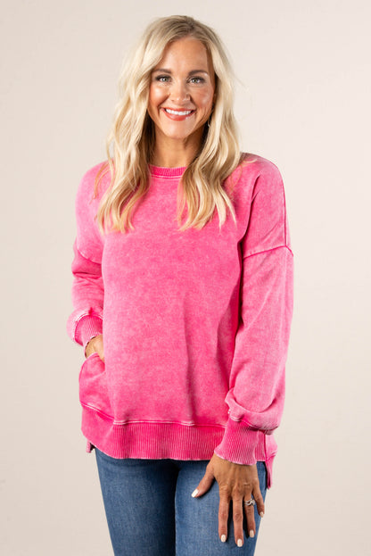 Autumn Days Acid Washed Hi-Lo Pullover