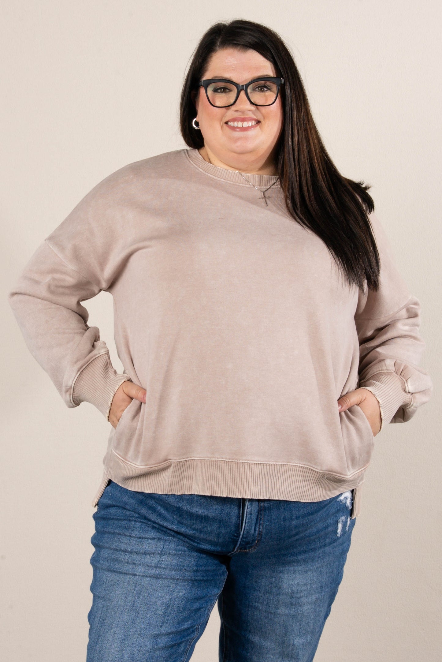 Autumn Days Acid Washed Hi-Lo Pullover