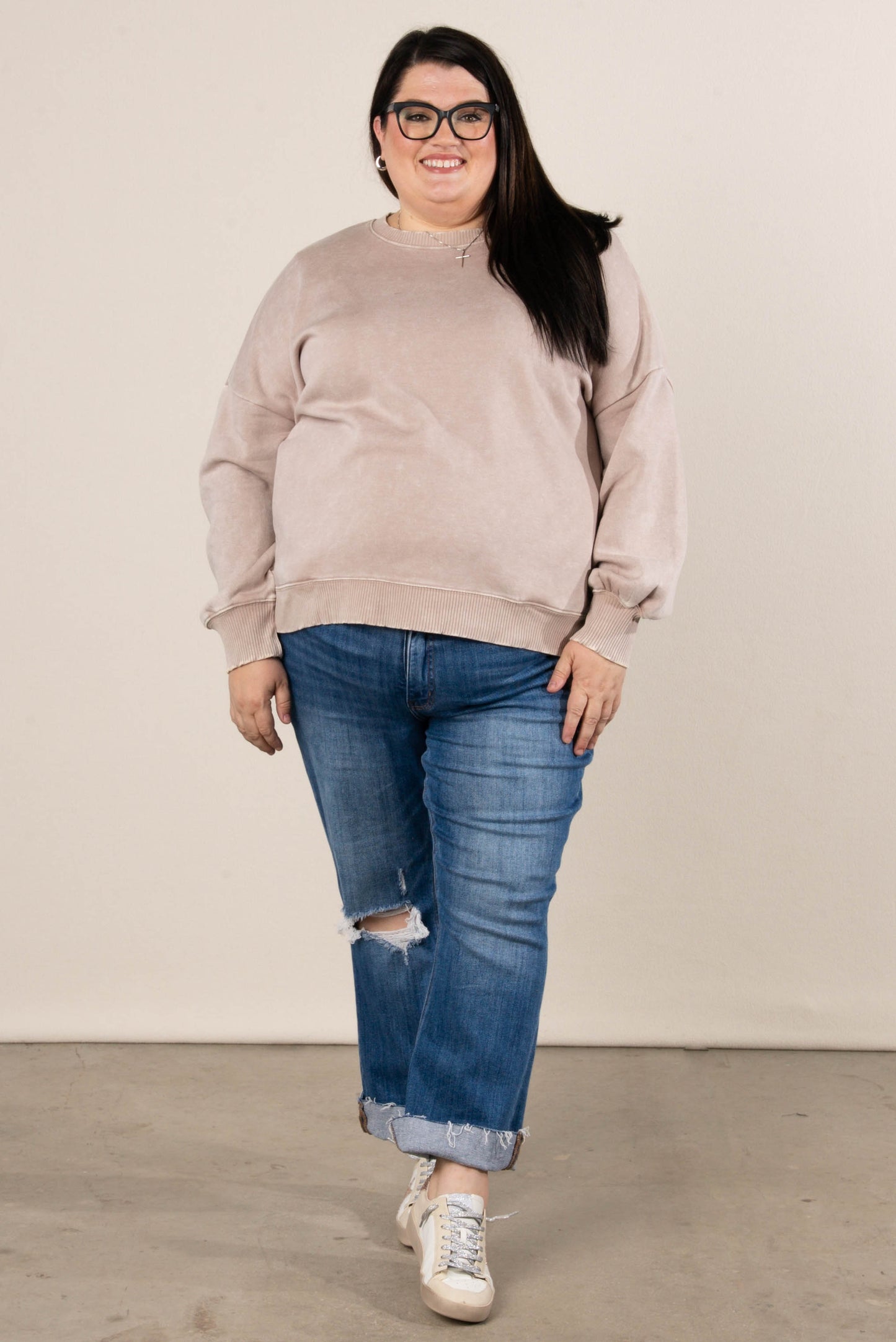 Autumn Days Acid Washed Hi-Lo Pullover