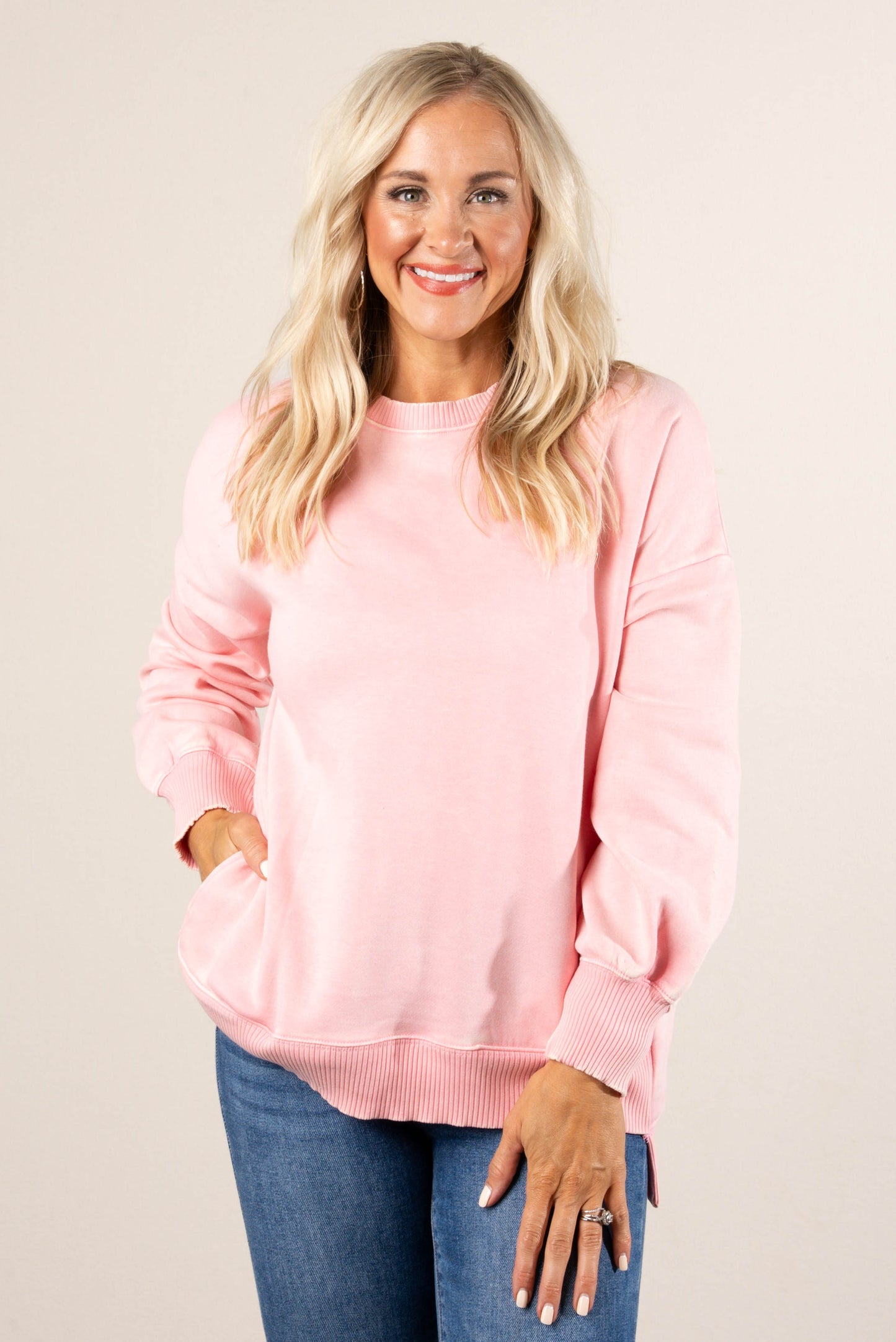 Autumn Days Acid Washed Hi-Lo Pullover