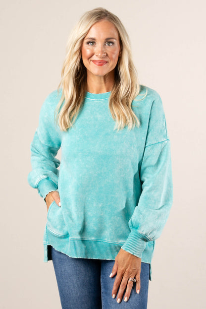 Autumn Days Acid Washed Hi-Lo Pullover
