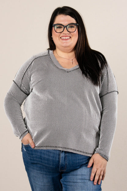 Change Of Season Raised Rib Exposed Seam Top