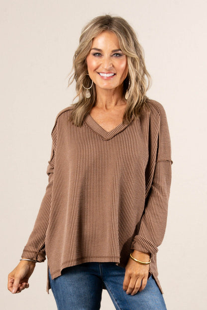 Change Of Season Raised Rib Exposed Seam Top